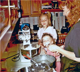 My two girls and their mom making homemade gingerbread.