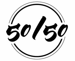 A stylistic 50/50 symbol 